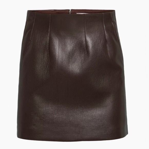 Aritzia Babaton Brown Leather Skirt - Picture 1 of 5
